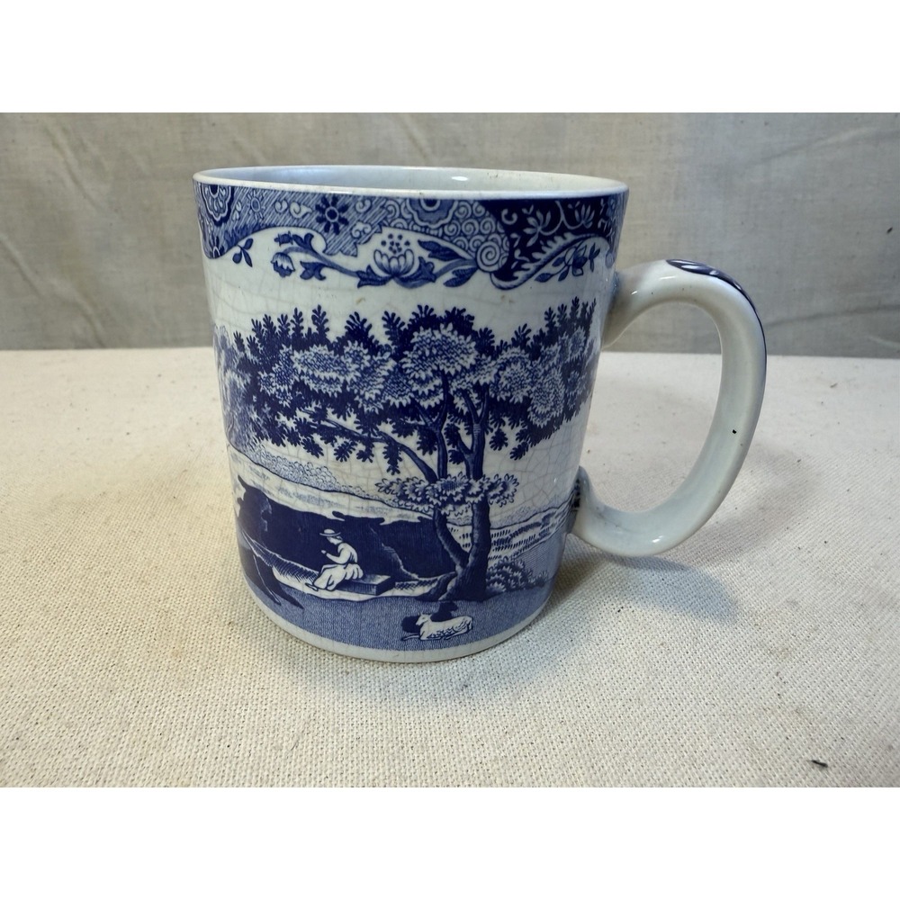 Spode Blue Italian Coffee Mug England Scenic Transferware Cup